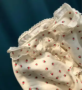 2020 Bomuld Sød Kvinders Blomster Print Skjorte Lace langærmet Shirt Damer Og Toppe Med Knapper