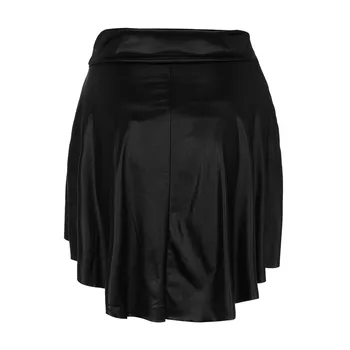 Faldas Sommeren platform hot mode nye kvinders pure black rynke asymmetrisk casual imiteret læder mini nederdel jupe femme 40*