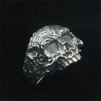 Størrelsen 7-15 Gratis Fragt 925 Sterling Sølv Cool Skull Ring Nyeste Mænd, Drenge S925 Hot Salg Biker Skull Ring