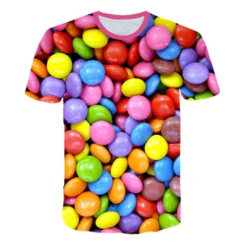 Søde Sukker, der Trykte T-shirt Farverige Slik 3D-T-Shirt Chokolade Tshirt Alle Over Trykt 3d Mad T-Shirt Sjove t-Shirt 2020 kid