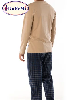 2 Stykker Bomuld Nattøj til Mænd - Nightgowns Pyjamas Sleepshirts Homewear Nightdress Sove Top Nat Wear Pyjamas