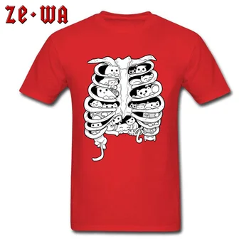 Sjove Sorte T-Shirts Små Katte Gruppe På Skelettet Anatomi Organ Struktur Billede Tshirt For Mænd Bomuld Besætning Hals Sommer