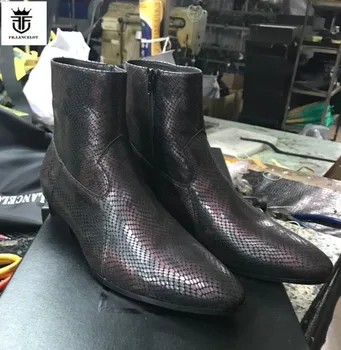 FR.LANCELOT 2020 nye Ankel Støvler Høje ende slangeskind print læder boot Vintage Style Mænd zip Korte Støvler op mix farve mænd støvler