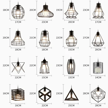 LED-vedhæng Lys Vintage-Pendel Glansmetalpræparater Iron Cage Lampeskærm Armatur Retro Spisestue Hjem lysarmaturer Hanglamp