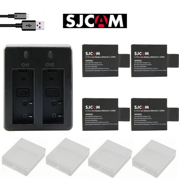 New 4Pcs SJCAM sj4000 eken H9 GIT-LB101 GIT BATTERI sj5000 sj6000 sj7000 SJ8000 SJ9000 batteri + Dual USB oplader