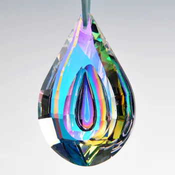 H&D 63mm Crystal Loquat Form Lysekrone med Prismer Drop Vedhæng Loft Lampe Dele juletræspynt Hjem Bryllup Indretning