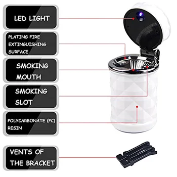 Askebæger Bærbare LED Lys Bil Askebæger Universal Cigaret Cylinder Holder Interiør Levering Rygning tilbehør