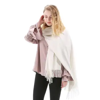 Mode Cashmere Tørklæde Sjal Solidt Efterår, Vinter, Wrap Varm Høj Kvalitet Blød Hijab Tykke Kvinder Pashmina Uld Luksus Grøn