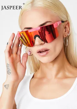 Overdimensionerede Goggle solbriller Mænd UV400 Spejl Vindtæt Sport Solbriller til Kvinder Et Stykke Nuancer Briller