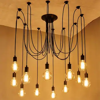 DIY Moderne nordiske retro hængende lampe Edison pæren lysarmaturer Spider til stuen Bar Cafe