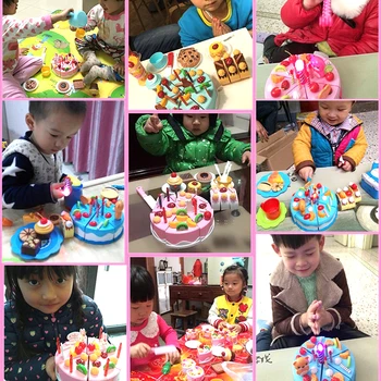 37-80PCS DIY Kage Legetøj Køkken Mad Foregive Spille Skære Frugt Fødselsdag Legetøj Cocina De Juguete Pink Blå Til Kid Pædagogiske Gave
