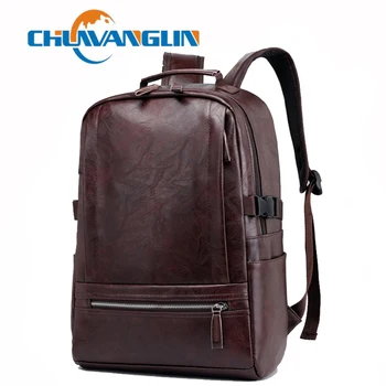 Chuwanglin Mode mænds læder, rygsække nye pu rygsæk Enkel mandlige bærbar rygsække, vandtætte rygsække til mænd D9061