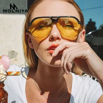 2019 Gul Pilot Solbriller Kvinder Brand Designer Vintage Runde Solbriller Til Kvinder, Kvindelige Dame Solbrille Spejl Nuancer