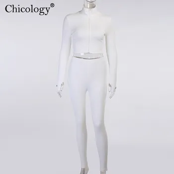 Chicology 2020 mode 2 to stykke matchende sæt kvinder sexet med lange ærmer udstyr vinteren falder tøj lounge wear kvindelige streetwear