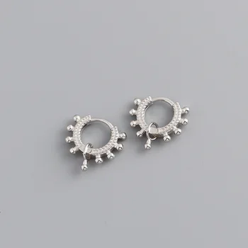 WOOZU Ægte 925 Sterling Sølv Minimalistisk Perler Cirkel Øreringe til Mode Kvinder Punk Mænd Rock Smykker Tilbehør Gave