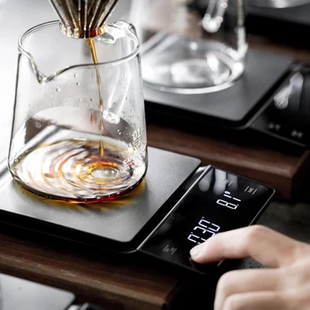 Side Drypper Kaffe Skala På 0,1 G/3 kg Præcision Sensorer Køkken Mad Skala med Timer Omfatter Vandtæt Silikone Pad