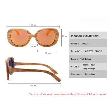 2018 nye mode, retro kvinder zebra træ solbriller i bambus træ-polariseret rejse Mænd briller anti-UV-Med max Gafas de sol
