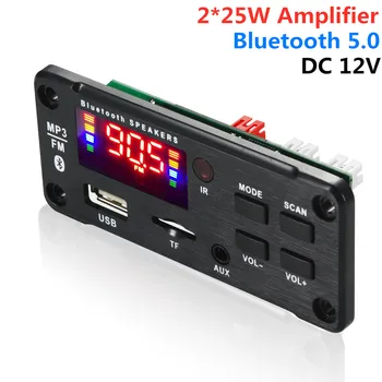 12V Bluetooth5.0 MP3-Afkodning Bord Modul Håndfri Mikrofon Trådløs Bil USB MP3-Afspiller TF Kort Slot / USB / FM-Forstærker