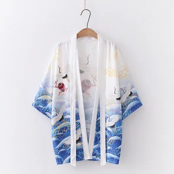 Japansk Kimono cardigan kvinder yukata kvindelige arajuku kawaii tøj bluse shirt obi