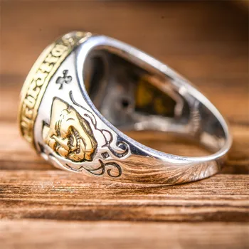 V. YA 925 Sterling Sølv Omvendt Pentagram Ring til Mænd med Naturlige Sten Pentacle Ringe, Smykker Mode Mænd Ring