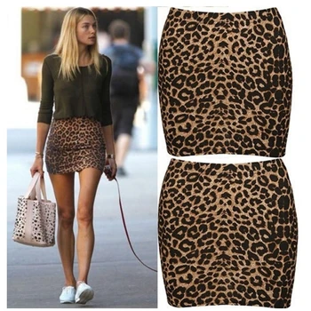 Kvinder sexet Bodycon leopard nederdel side lynlås faldas mujer kvindelige grundlæggende streetwear sommeren afslappet mini-nederdele, Mini Nederdele