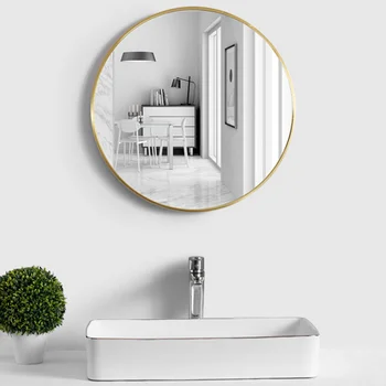 Nordisk stil simpelt metal runde badeværelse spejl dekoration hængende spejl