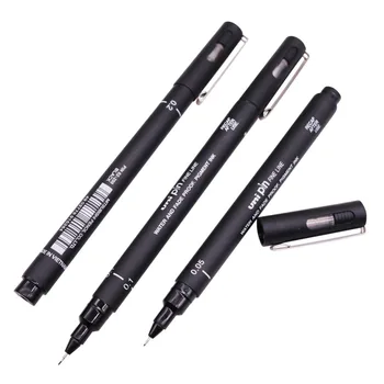 6 stk Hurtig Tørring Hook Line Pen 0.05 0.1 0.2 0.3 0.5 0.8 mm teknisk Tegning Kontor Skriftligt Gave, Pen, Sort Blæk Gel Pen