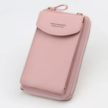 Kvinder Messenger Tasker ensfarvet Nye PU Læder skuldertaske Phone Store Card Wallet Taske Crossbody Lommer Piger 2021