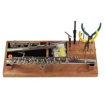 Umalet Træ Musikalske Repair Tool Box Organzier Opbevaring Skruetrækker Musik Stand Holder for Fløjte, Klarinet musikinstrumenter