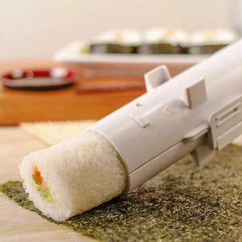 DIY RiceRoller Bambus Sushi Madlavning Værktøj Sæt Sushi Kaffefaciliteter Sæt (1 bazooka 2 Sushi Måtten Ris 1 Shaker 1 Paddy Padle 5 Spisepinde)