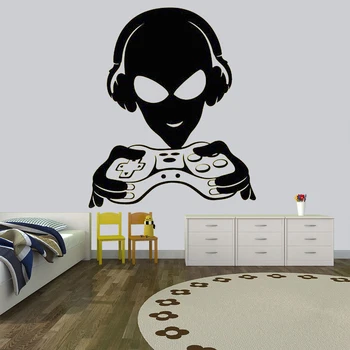 Vinyl Fremmede Gamer vægoverføringsbillede Joysticket Video Spil Teenage Room udsmykning Klistermærker vandtæt Vægmaleri home decor Decals HY1120