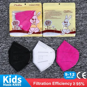 FFP2 Mascarillas KN95 Børn Mask 5 Lag ansigtsmaske KN95 Til Piger Drenge Respirator Beskyttende Masker 9-12-årige Børn Masques