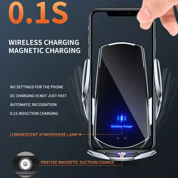 Automatisk Fastspænding Sensor Bil Trådløs Opladning Holder 15W Hurtige Trådløse Oplader Til iPhone 12 Pro 11 XS Antal XS Samsung S10 S20
