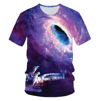 2020 Sommer Børn 3D-T-shirt Børn Plads Astronaut Planet Ballon Harajuku Style 3D-Print T-shirt Drenge Piger Farverige t-shirts