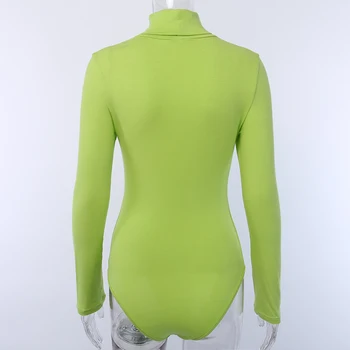 2020 Nye Kvinder langærmet Body Roll Over Hals Damer Mode Ét Stykke af Shorts Buksedragt Sort Grøn Heldragt Shirts