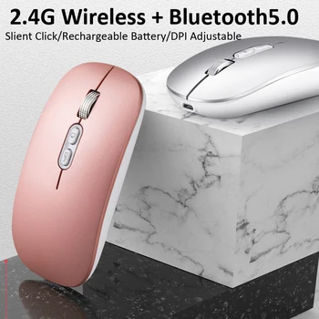 2,4 G Trådløs Mus Bluetooth Mus Genopladelige Lydløs Mus Med en Modtager Til Bærbar PC Computer Musen Til iOS Android-Telefon