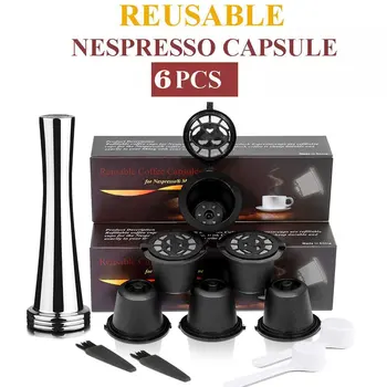 Genbrugelige Og Kapsel til Nespresso-Maskine med Rustfrit Filter Mesh Genopfyldning Espresso Pod Køkken Pille