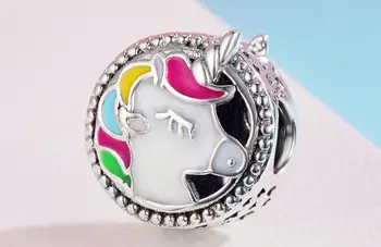 Nye Ankommer Ægte 925 Sterling Sølv Unicorn Charms Passer Oprindelige Charme Hjerte Armbånd I Runde Fabrik