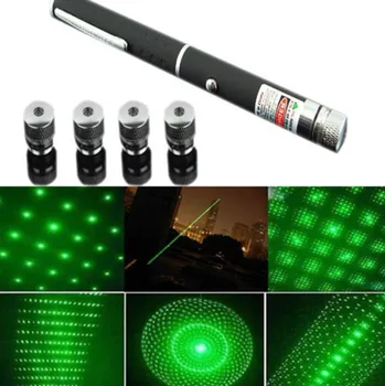 ULIFART Bedst sælgende 5MW 532nm Stjernede Green Laser Pointer Med 5 mønster hoveder synlig stråle lys