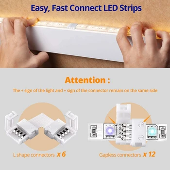 4-Pin RGB LED lysbånd Stik 10mm LED Strip uden pauser Solderless Adapter Terminal Udvidelse Led Strip-Stik