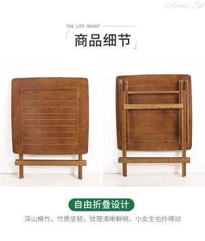 Installation-gratis klapbord spisebord bambus massiv træ spisestue tabel enkel husstand altan foldebord