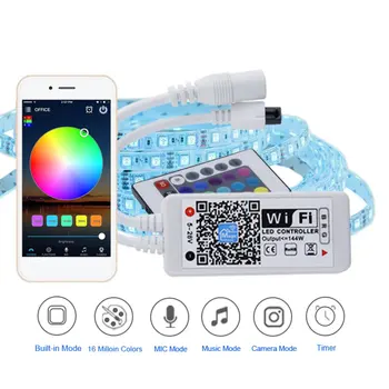 Mini Wifi + IR Fjernbetjening 24Keys RGB LED Controller iOS Android APP Til RGB / RGBW LED Strip Lights