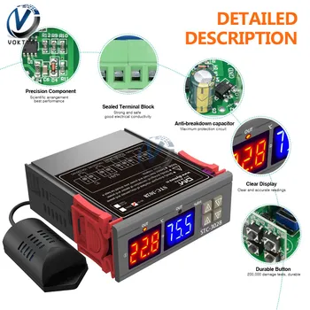 STC-3018 STC-3028 STC-3008 12V 24V 110-220V Digital Temperatur Controller Dual Display Probe Termostat Relæ Termoregulator