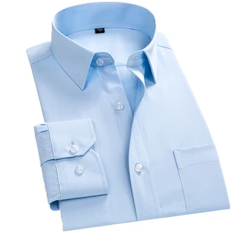 Aoliwen mærke 2020 ny mænds shirt mode mænds ensfarvet twill langærmet shirt til mænd slanke business casual office-shirt