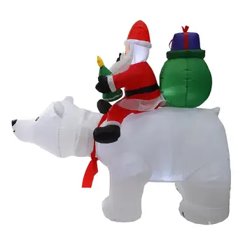 2M LED isbjørn Oppustelig Santa Claus Growwing Riding isbjørn Ryster Hovedet Oppustelig Dukke Udendørs Haven Jul Indretning
