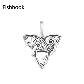 Fiskekrog Vintage Fox Amulet Vedhæng Dyr Irske Knude Triquetra Hedenske Magick Visdom Viking Charms til Armbånd, Halskæde Gøre