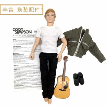 Originale dukke + Tøj + Guitar / Cody Simpson Model 11 fælles bevægelige Ken-dukke / dreng dukke legetøj