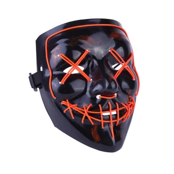 Neon LED Party Mask Holloween Skræmmende Horror Maske tændt lampe Op Masque Maskerade Cosplay Lysende Masker lyser I Mørke