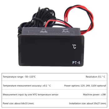 DC 12V/ 24V/ 110V Test LED Digital Temperatur Måleren Vise Termometer Akvarium med NTC Sensor Probe PT-6 -50~110C