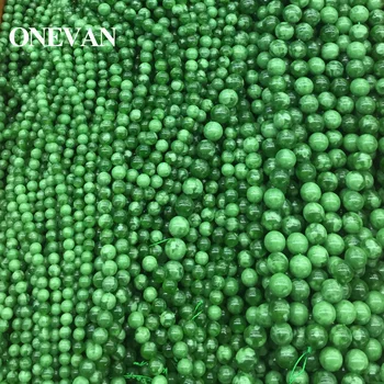 ONEVAN Naturlige Grønne Maw-sidde-sidde Jade Perler 6-10mm Glat Løs Rund Sten Diy Armbånd Halskæde Smykker at Gøre Gave Design